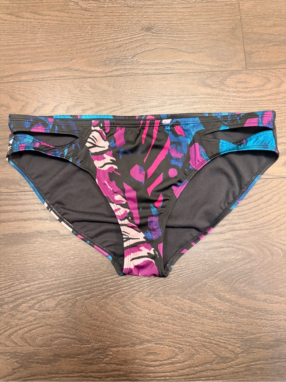 All in Motion Swim Bottoms Women’s Black & Purple Printed Bikini Bottom